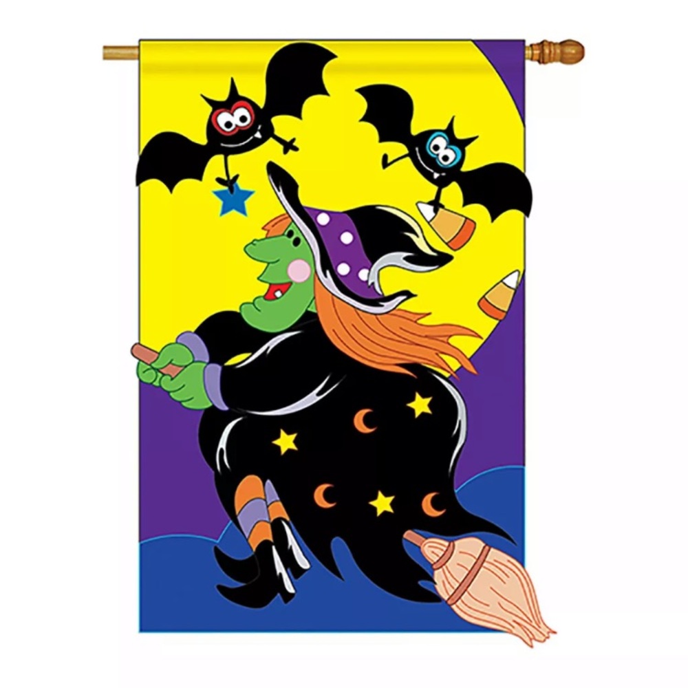 Bats & Witch Halloween Decorative Flag